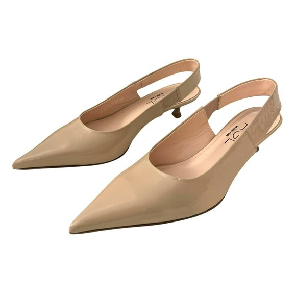 AGL Lenor Nude Pointed Toe Slingback Kitten Heel Shoes NEW Sz 37 / US 7 - Picture 3 of 10